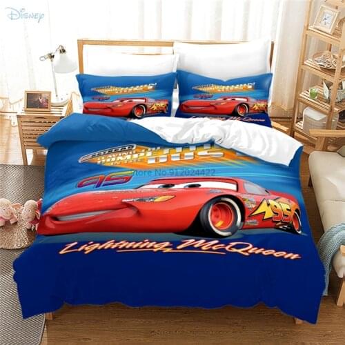 Lightning McQueen Disney Cars Classic Bedding Sets for Boys Girls Kids Baby Adult Cartoon Duvet Cover Sets Pillowcase Bed Sets