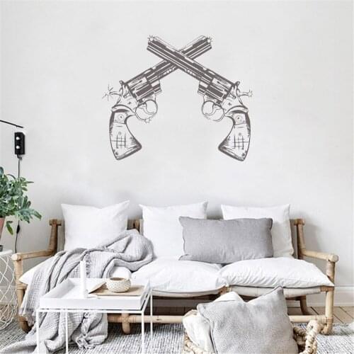 Pistols Guns Cowboy Wall Sticker Handsome Wall Decal Home Decroation For Boy Bedroom Vinyl Art Mural dw3998
