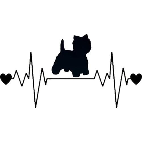 20*11cm Cute Puppy Heartbeat Lifeline Fashion Personality Car Stickers Suitable for Various Models Pvc Car Stickers Black/white