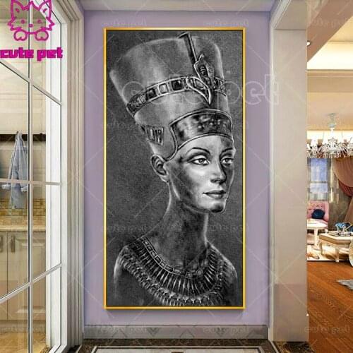 Full Square round Diamond embroidery puzzle Egyptian woman Diamond mosaic DIY Diamond painting Cross stitch Picture Decor large