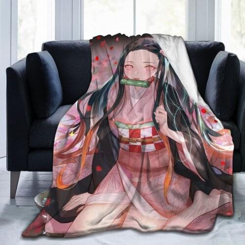 Ghost blade soft and warm coral velvet 3D printed Plush Blanket Sofa bed sheet knee cover baby girl childrens gift