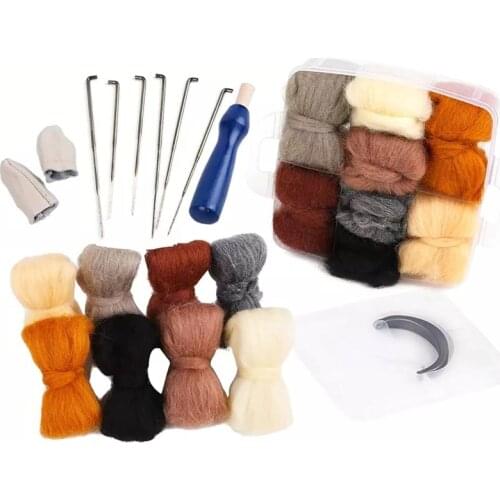 LMDZ Needle Felting Kit, Needle Felting Starter Kit, 8 Colors Wool Roving for Needle Felting, Fibre Wool Yarn Roving