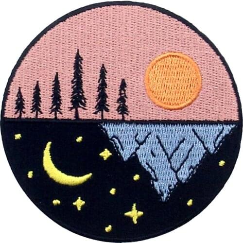 Embird patches Embroidered badges for kid Day And Night ceo-friendly handmade 3D iron on patches for backpacks patch