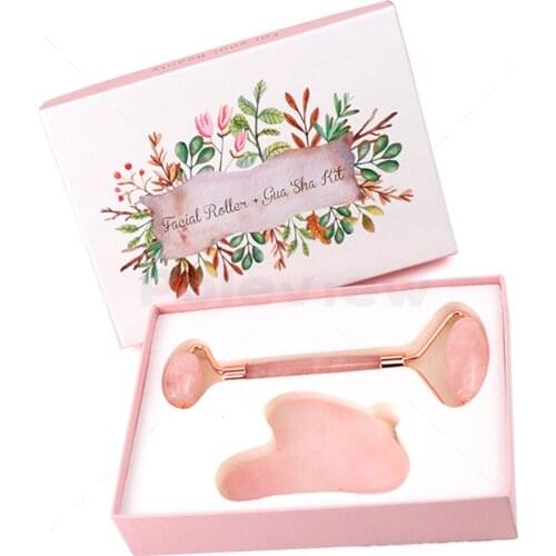 Jade Roller Massage Slimming Face Original With Box Crystal Gua Sha Set Facial Massager Rose Quartz Stone Beauty Lifting Tool