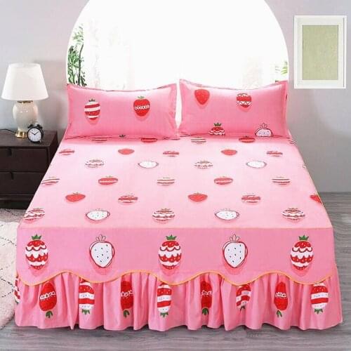2021 New Flower Style Soft Bed Skirt For Girl Bedroom Thick Quilted Bed Sheet Cover King Queen Pad Bedspread (No Pillowcase)