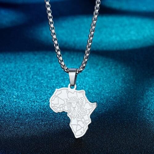 Chandle African Map Necklace, African map with tiger face African American, africa shaped necklace, Africa pendent
