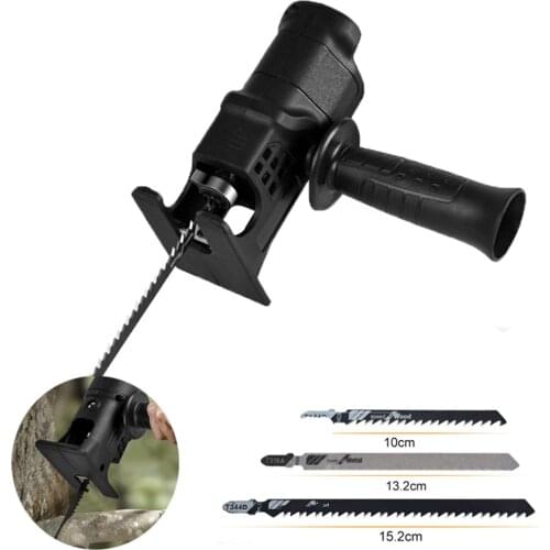 Portable Reciprocating Saw Adapter Electric Drill Modified To Electric Saws for Wood Metal Cutting Tool with 3 Saw Blade