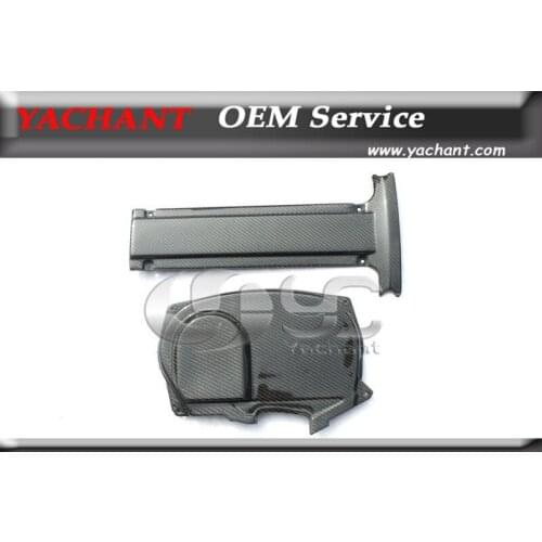 Shipped Carbon Fiber Trim Fit For 06-07 EVO 9 Cam & Engine Plug Cover 2units & 96-05 EVO 4-8 4G63 CT9A Engine Cam Cover 1unit