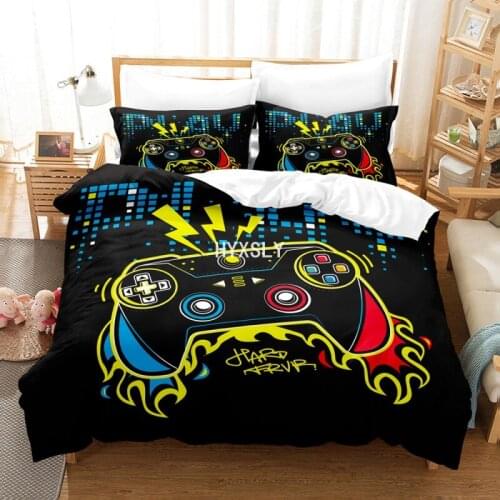 Bedclothes 2/3pcs Gamepad Bedding Set Queen Size Duvet Cover Kids Creative Black Comforter Bed Cover Set Gamer House Home Decor