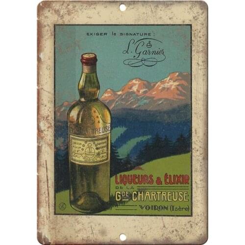Chartreuse Liqueurs Liquor Retro Metal Tin Sign Plaque Poster Wall Decor Art Shabby Chic Gift Suitable 12x8 Inch