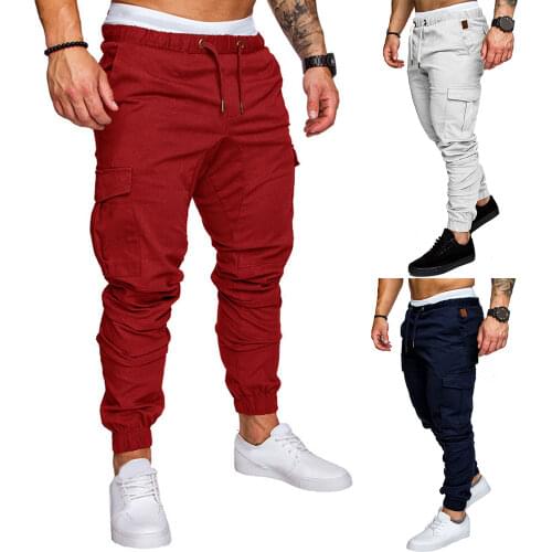 Casual Thin Breathable Tie Drawstring Long Pants Plus Size Men Casual Solid Color Waist Drawstring Multi Pockets Long Cargo Pant