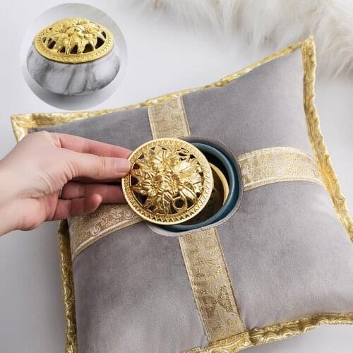 30x30cm Middle East Luxury Ceramic Incense Burner Pillow Censer Holder Creative Golden Cushion Home Tea House Yoga Accessories