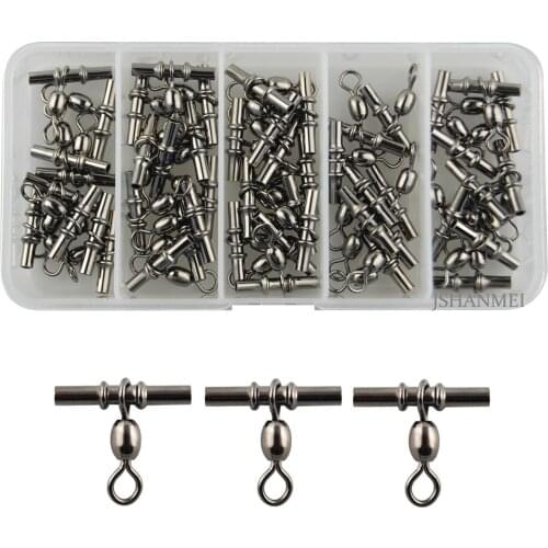 50Pcs/Box Fishing Swivels Cross-line Crane Swivel 3 Way T-Shape Fishing Swivel Crimp Swivel Tackle Connector Accessories