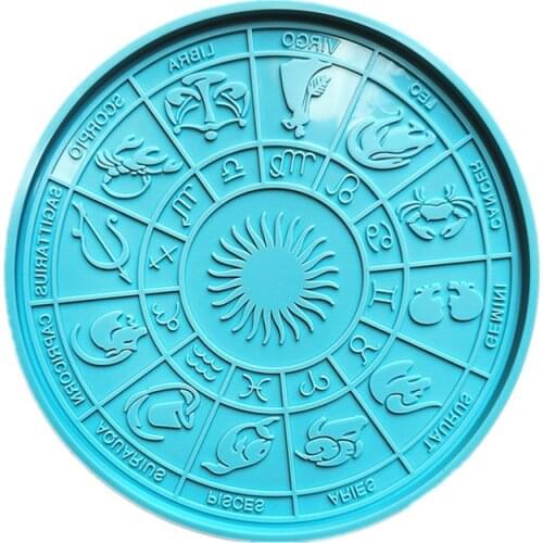 DIY Crafts 12 Constellation Divination Tray Epoxy Resin Mold Table Decoration Astrology Board Silicone Mold For Resin