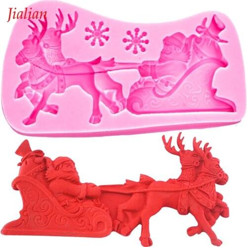 Christmas Deer the old man Shaped Food safe fandant silicone moulds for cakes decoration confectionery accessories tools FT-0035