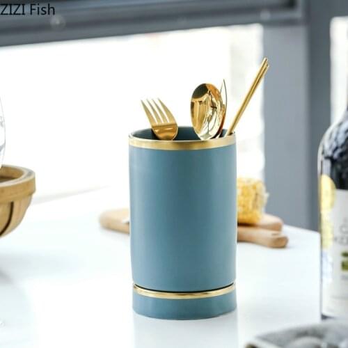 Nordic Ceramics Chopsticks Storage Tube Tableware Storage Drain Rack for Spoon Knife Fork Chopsticks Box Kitchen Utensils
