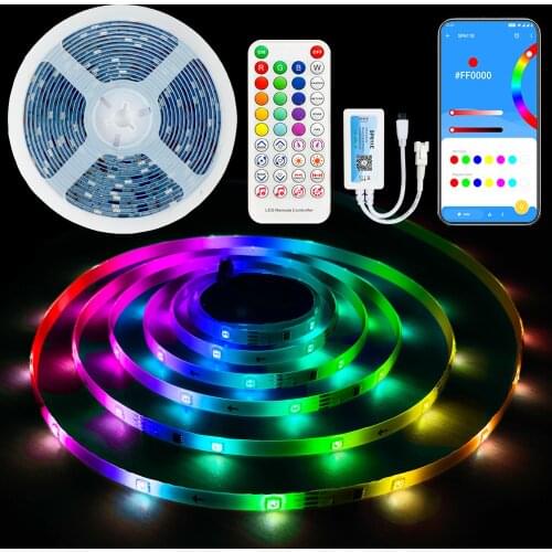 LED Strip Lights Ws2812b Bluetooth APP RGB 5050 Dream Color Luces 5M 10M DC 12V Music Control Bedroom TV Background Decoration
