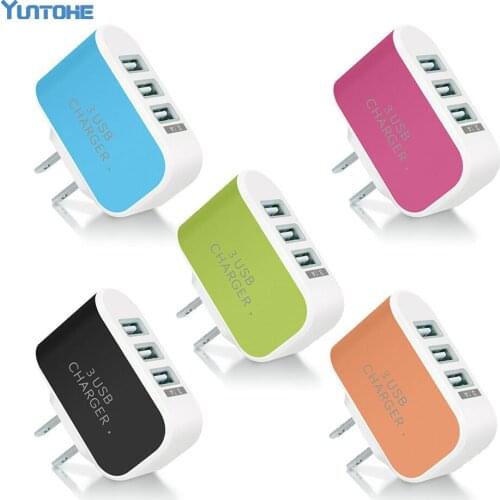 US EU Plug 3 USB Wall Chargers 5V 3.1A LED Adapter Travel Convenient Power Adaptor with Triple USB Ports For Mobile Phone