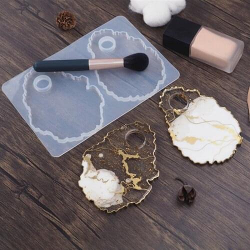 High Quality DIY Crystal Epoxy Resin Mold Irregular Makeup Tray Disc Agate Mirror Makeup Organizer Silicone Mold