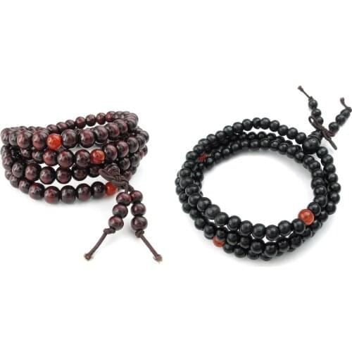 Jewelry Men Bracelet, 8mm Tibetan Buddhist Sandalwood Beads Prayer Bead Chain, Wood