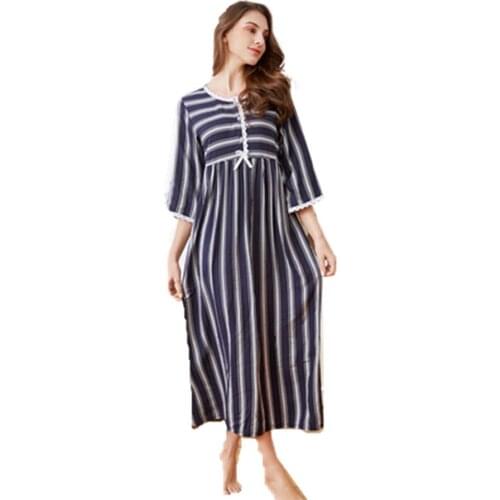 Yomrzl A649 New arrival spring and autumn cotton womens nightgown daily long sleep dress one piece sleepwear indoor clothes