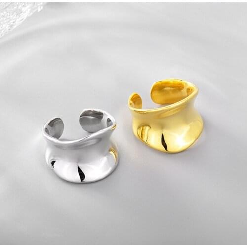 Simple Glossy S925 Sterling Silver Luxury Jewelry For Women Layers Irregular Glossy Jewelry Engagement Branch Open Enamel Ring