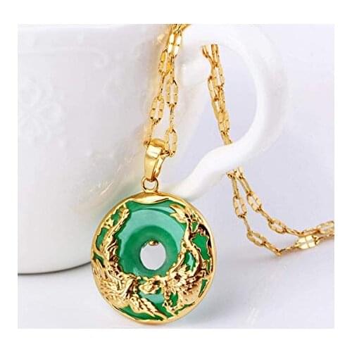 Charm 14K Gold Necklace Emerald Pendant female luxury Emerald Pendant Topaz Necklace