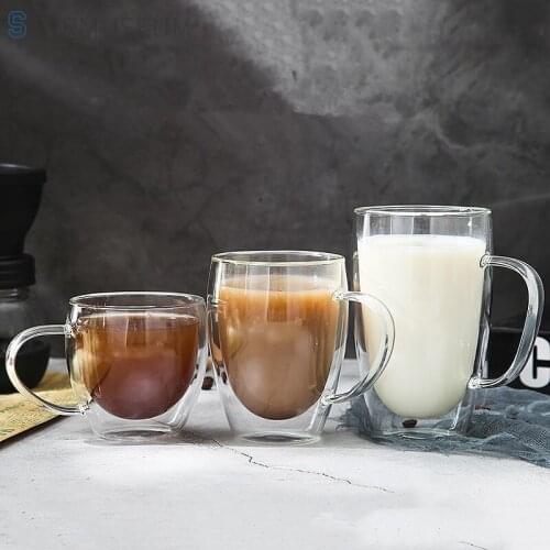 1/4/6Pcs Double Wall Glasses Espresso Coffee Mug 80/250/350/450 ML Heat-Resistant Transparent Glass Cup With Double Bottom Mugs