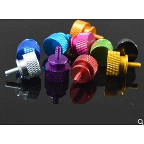 20PCS 6#-32*6.7/12 Aluminum alloy computer case side panel hard disk hand screw knurling thumb screw color nail