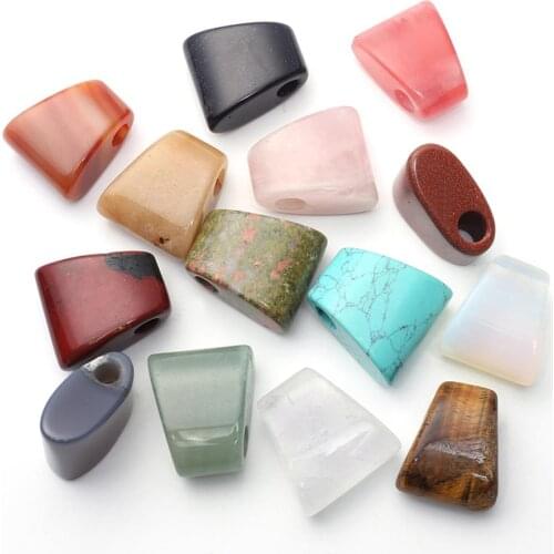 12pcs Big Hole Trapezoidal Lock Natural Stone Green Turquoises Unakite Pendants Charms for Necklace Jewelry Making Free Shipping