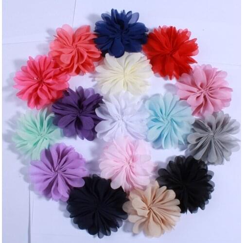 120PCS 6.5cm Colorful Polyester Sunflower Chiffon Fabric Floral Newborn Headwear Headband Apparel Accessories