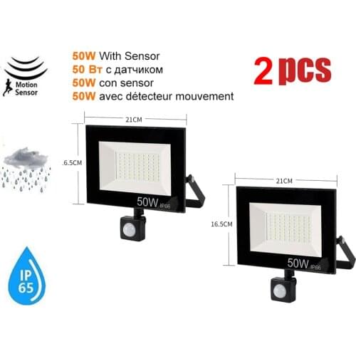 2 pcs 220V 10-100W LED FloodLight Spotlight Exterior Street wall reflector Waterproof Lights LED Light PIR Motion Sensor Light G