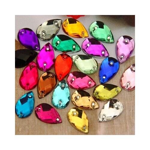50pcs 6*10mm Water Droplet Shape Sew-on Rhinestone Acrylic High Quality DIY Wedding Dress Prom Dress Decoration