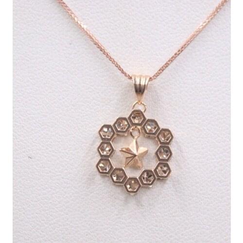 Au750 Pure 18K Rose Gold Pendant Bless Lucky Hollow Geometry Star Pendant Men Women Gift 1.1-1.3g