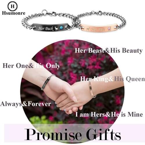 Customized Couple Link Bracelets Rhinestone Love Engraved Matching Titanium Steel Chain Wristbands Promise Valentines-day Gift