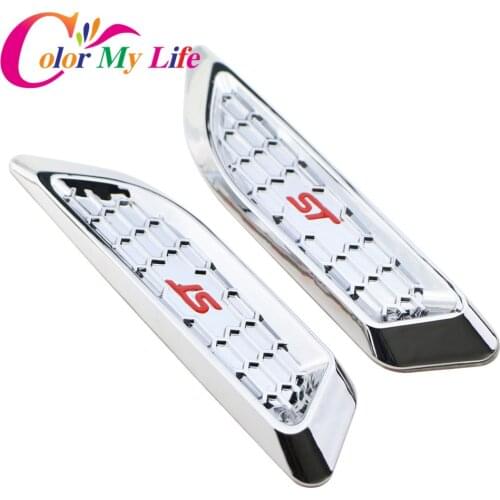 Color My Life ABS Chrome Car Exterior Decorative Side Air Flow Vent Fender 3D Sticker Decal Highlight Stickers