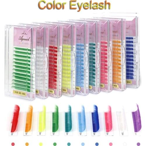 AGUUD 0.05mm Color Eyelash Extension Purple Blue Green Individual Colored Lashes C CC D DD White Pink Yellow Faux Mink Lashes