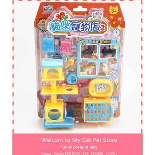 Pretend Play Action Figure Toys Cat pet Store Take Care Cat Model Groceries Toys Children gift