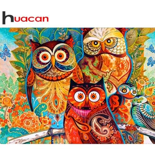 Huacan Full Square/round Diamond Painting 5d DIY Owl Diamond Embroidery Mosaic Sale Animal Handmade Gift