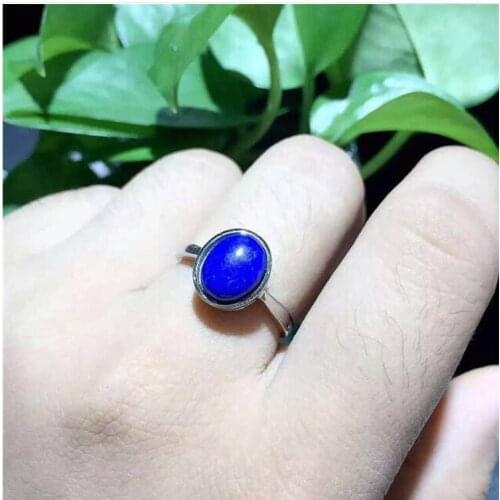 Natural Lapis ring Free shipping Natural real Lapis 925 sterling silver Ring Per jewelry 8*10mm