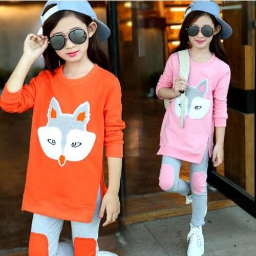 Girls Clothing Sets Spring Autumn Children Tracksuit Cartoon Long Sleeve T-shirt+Pants 2 Pieces Suit Kids Clothes