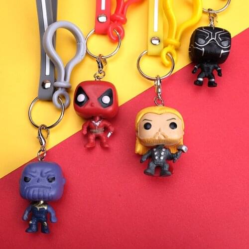 Colorful Silicone Leather Rope Marvel Keychain Unisex Captain America Iron Man Spiderman Black Panther Deadpool Thanos Keychain