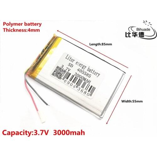 3.7V 3000mAh 405585 Lithium Polymer Li-Po li ion Rechargeable Battery Lipo cells For Searchlight Car DVR camera PDA Recorder