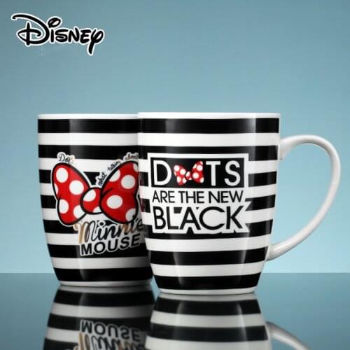 Disney Minnie Fashion Striped Cup Cute Cartoon Milk Cup Coffee Cup Girl Large Capacity Ceramic Cup