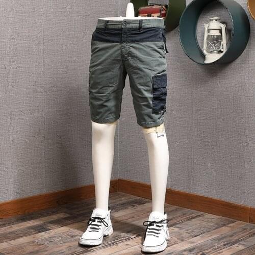 Fashion Army Green Cargo Shorts Men Streetwear Summer Beach Cotton Baggy Shorts