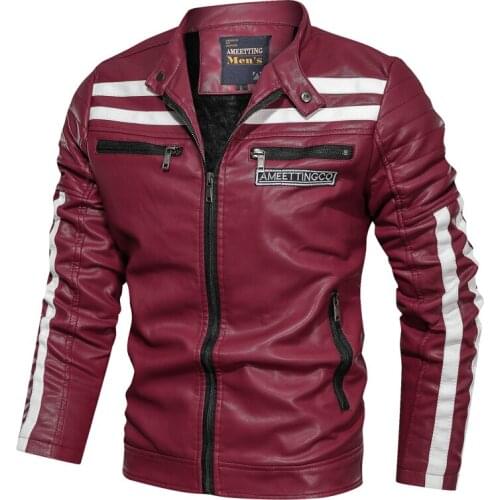 Mens Autumn Faux Leather Jackets Tactical Motorcycle Biker PU Leather Jacket Casual Spring Colours Patchwork Coats
