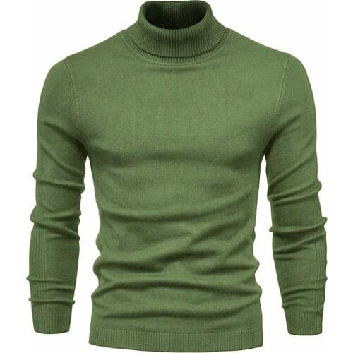 2021 Autumn Winter New Mens Pullover Sweater Solid Color High Neck Mens Casual Knitted Bottoming Shirt Clothes Ropa De Hombre