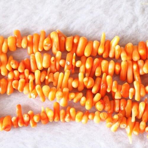 Natural semi-precious stone orange coral irregular gravel chips nugget 5-7mm round loose beads jewelry making 15inch B588