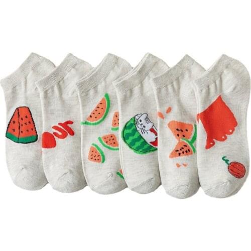 4 Pair Fruit Embroidery Short Cute Socks Women Funny Street Style Happy Kawaii Summer Breathable Cool Sock Pack Invisible Socken