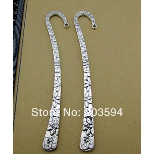 Wholesale 10Pcs /Lots Antique Silver Buttfly Bookmark Metal Bookmark with loop 122mm